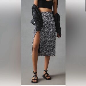 Maeve Anthropologie black/white floral midi skirt - size 12